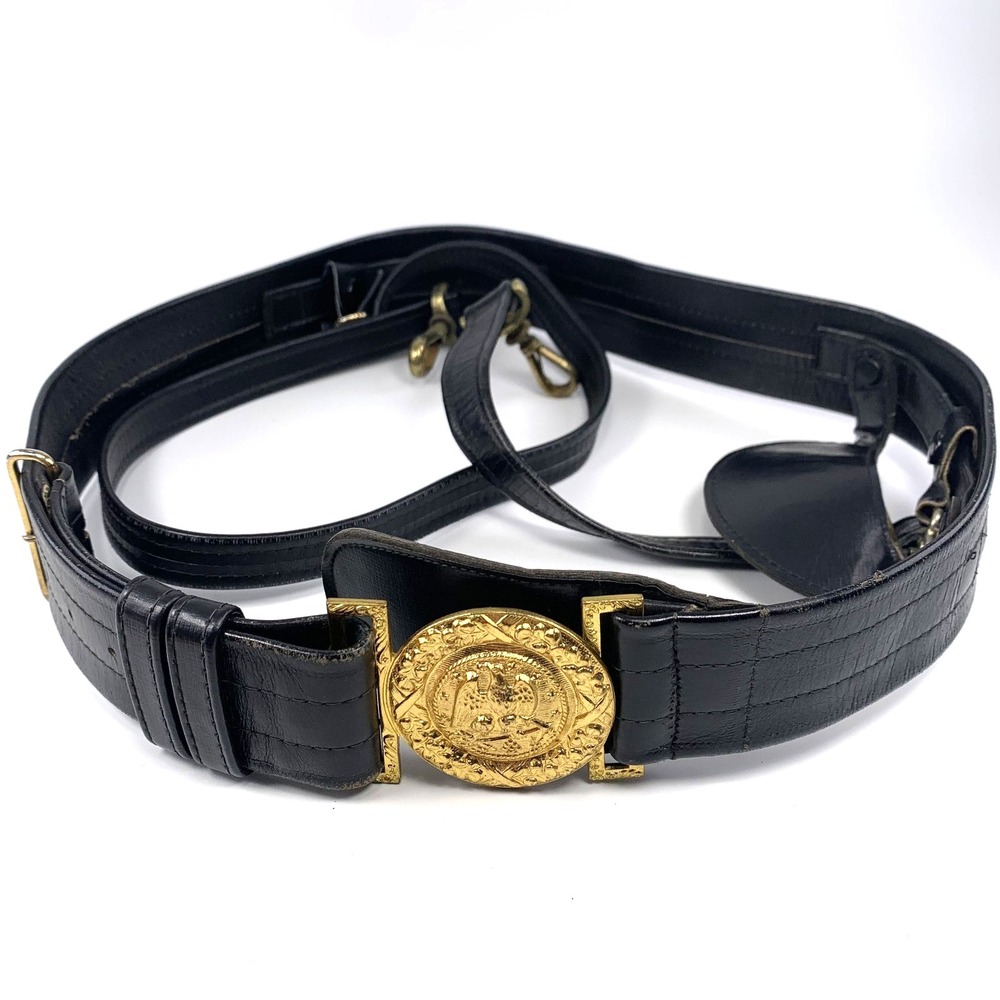 Vintage US Navy Officers Sword Belt & Buckle w/‎ Hangers Size 34 N.S. Meyer NY